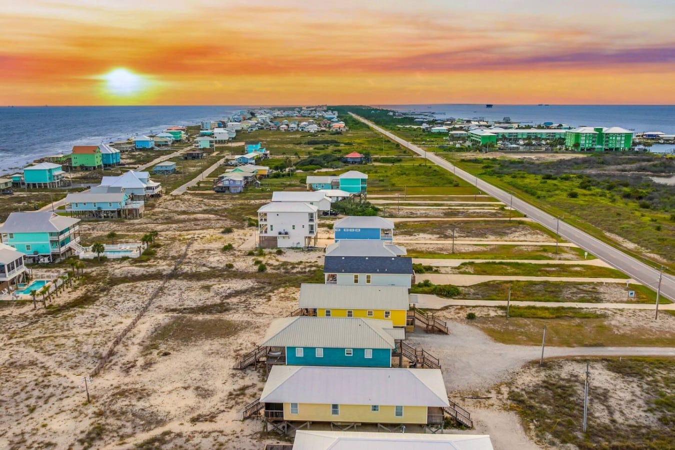 Sunsets stretch endlessly along the shore from this barrier island paradise.