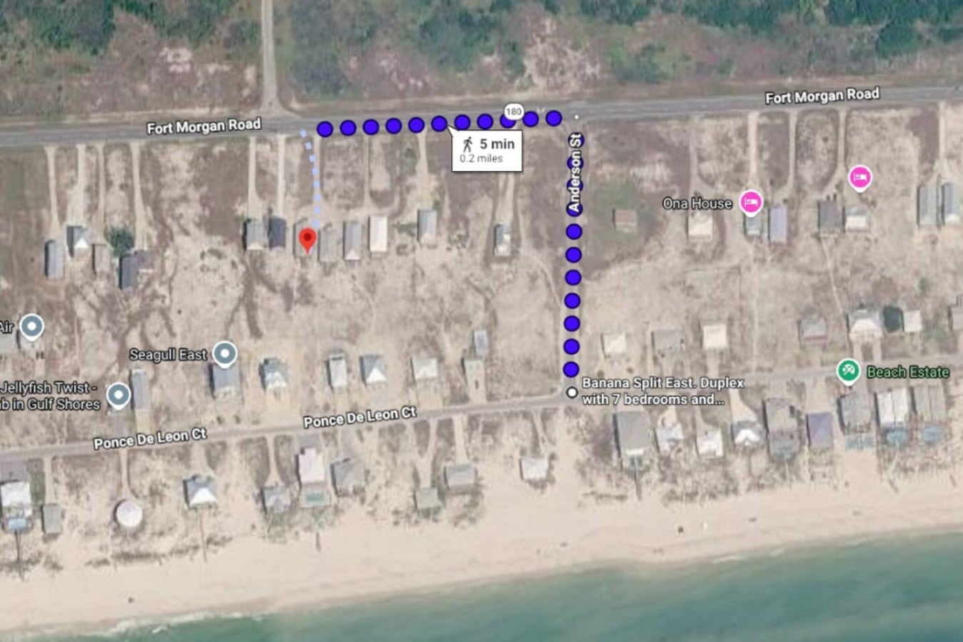 Just a 5-minute walk puts your toes in the Gulf — no driving, no hassle, no waiting.