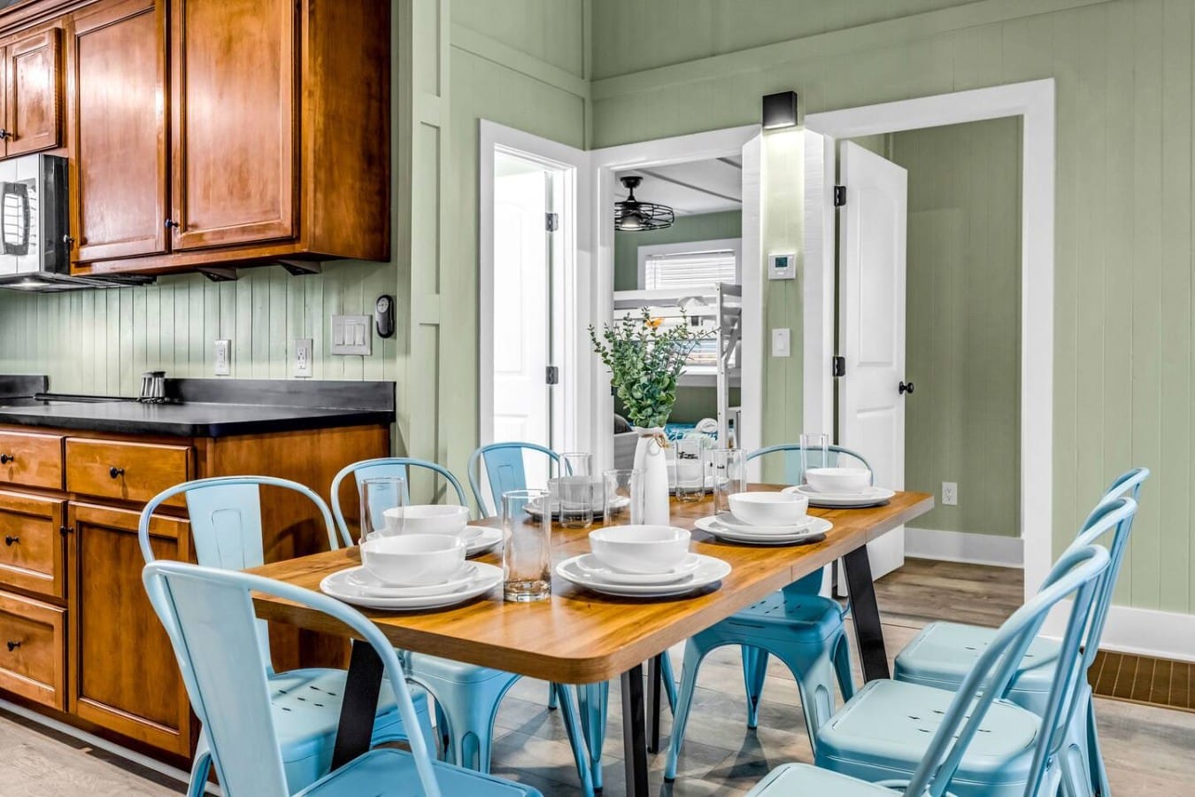 Enjoy home-cooked meals together at a table big enough for the whole crew.