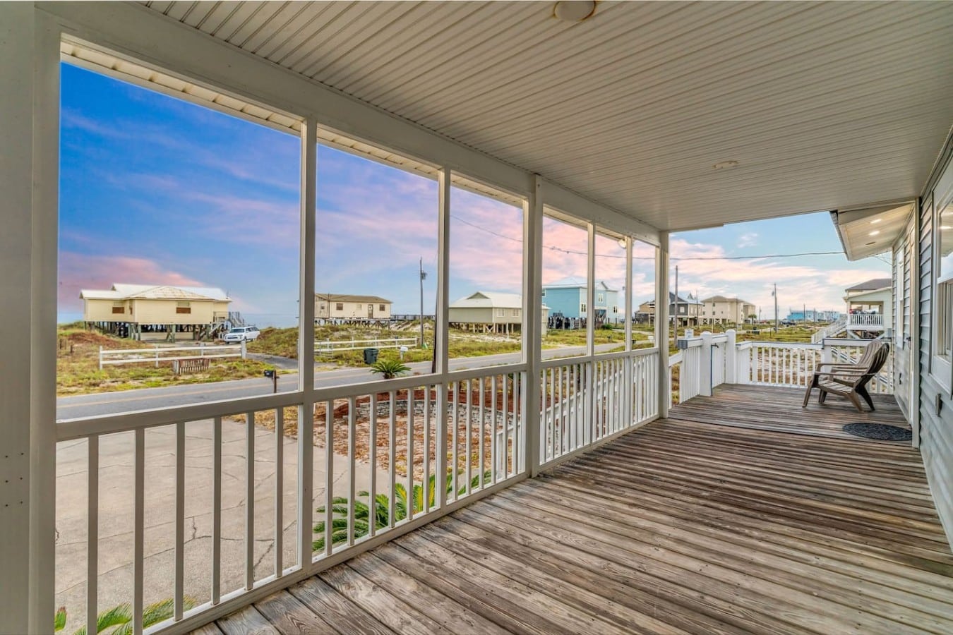 Watch Gulf colors shift at golden hour from the comfort of the screened upper porch.