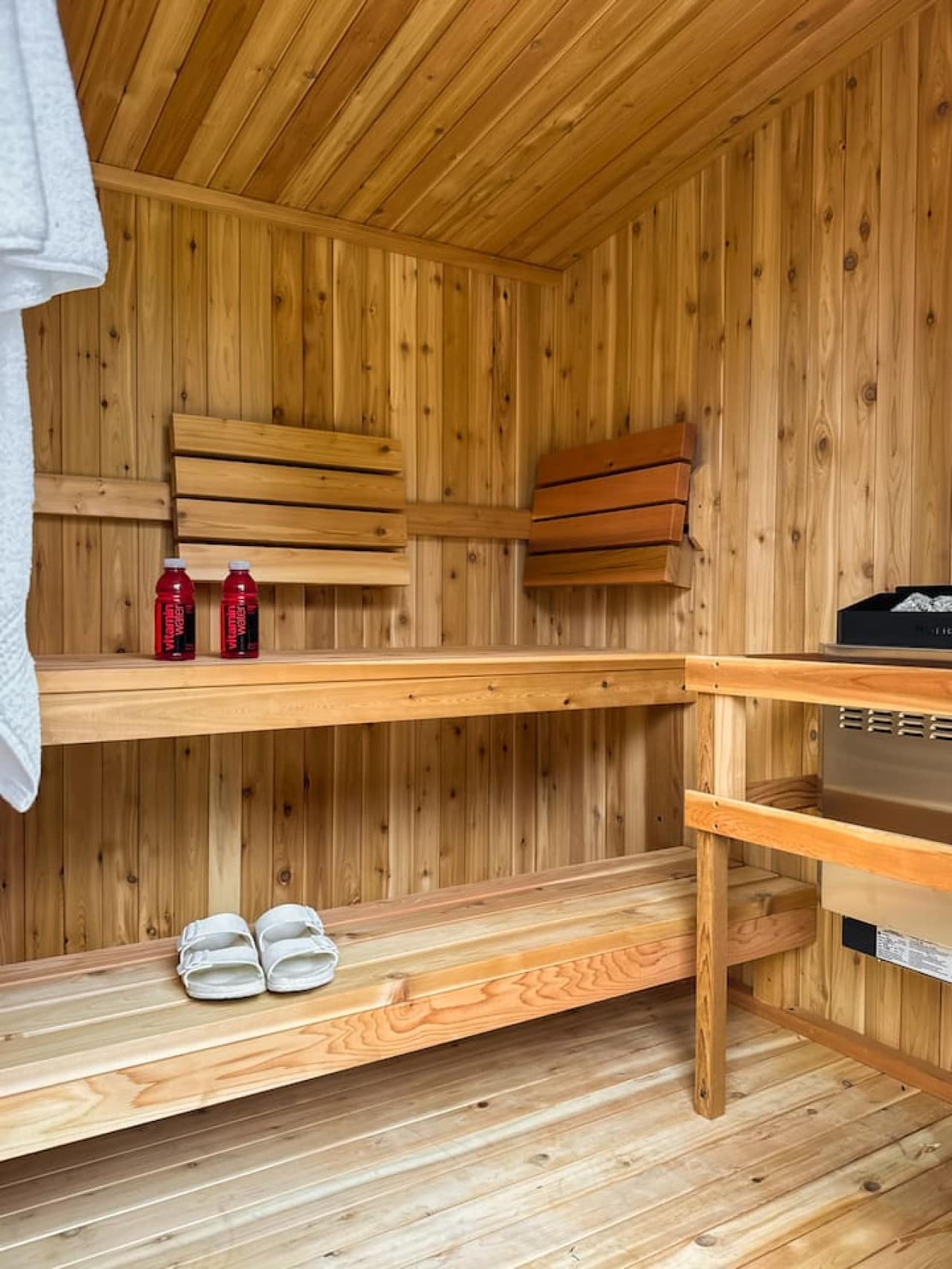 Melt away sore muscles in your own cedar barrel sauna after a full day out.