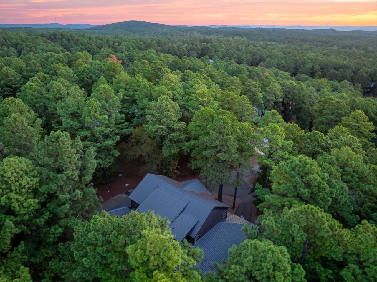 Lose yourself in true seclusion — your private forest hideaway from above.