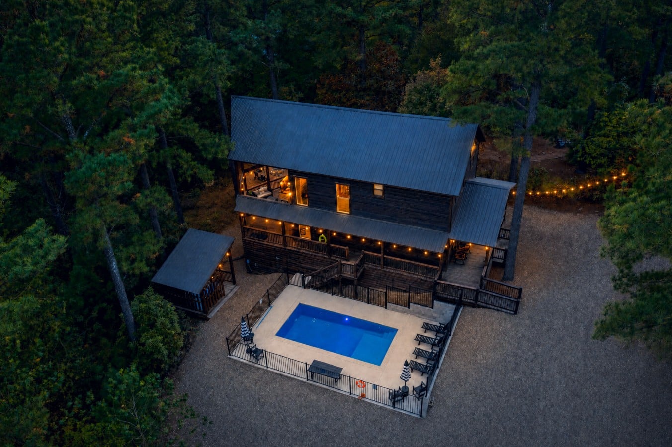 Every deck, every light, every ripple in the pool — all yours for the weekend.