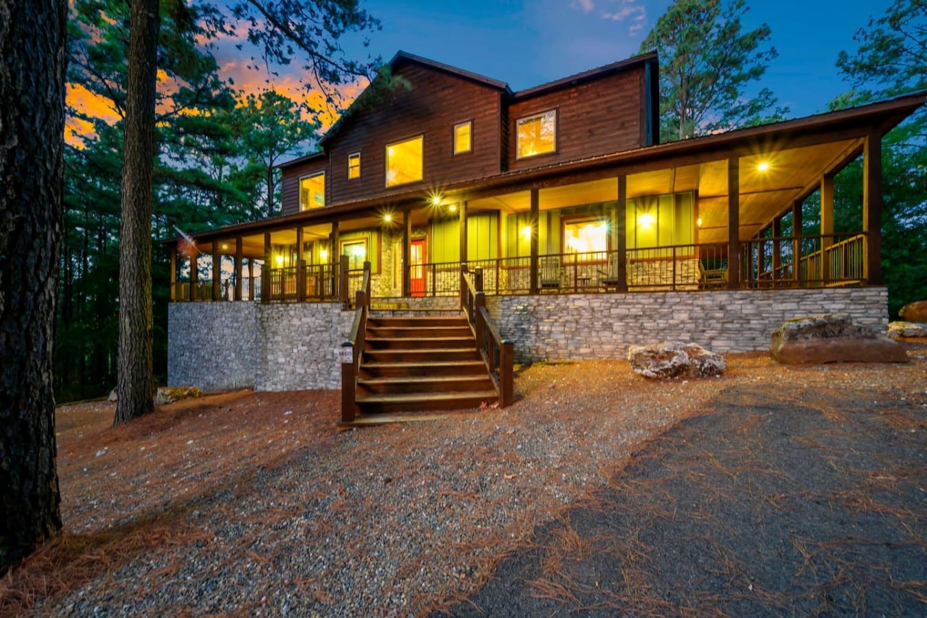 End every night wrapped in porch warmth while the forest hums around you.