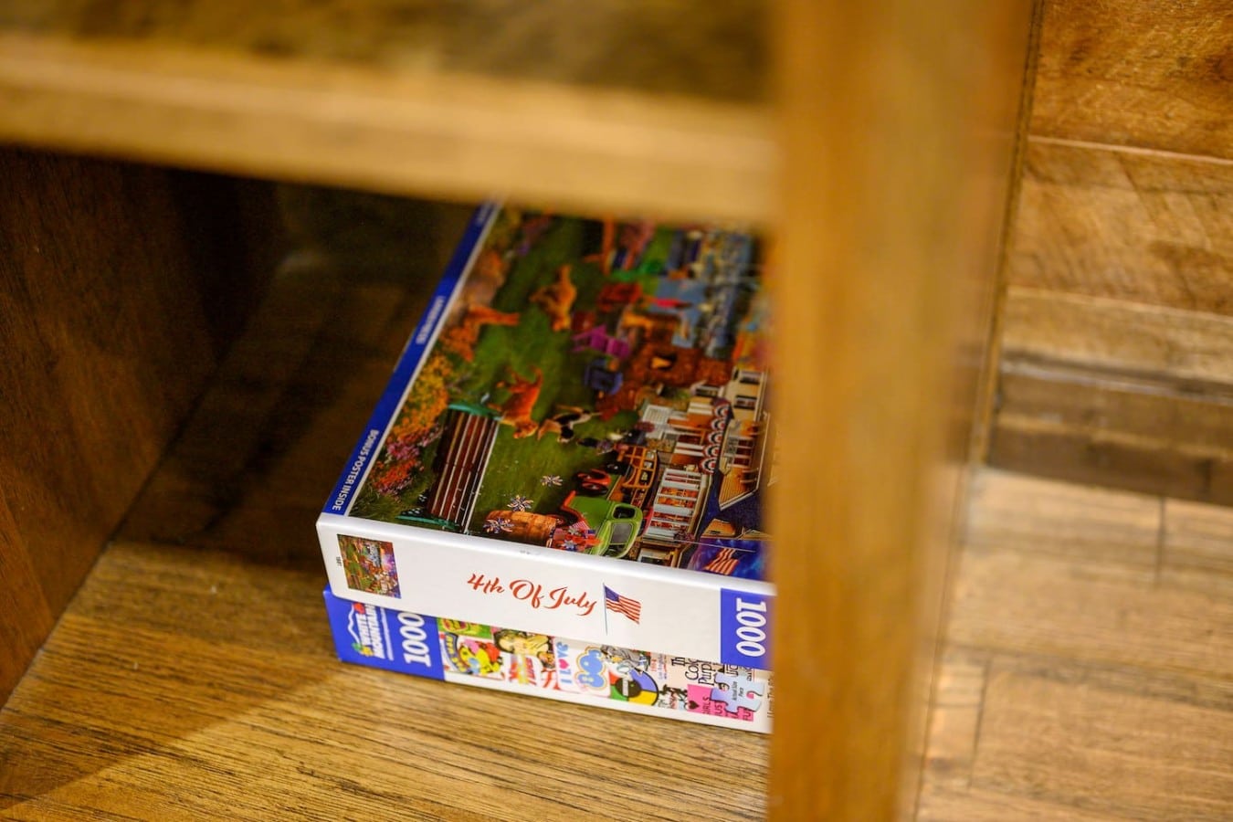 Rainy afternoons disappear fast with a 1000-piece puzzle waiting on the shelf.