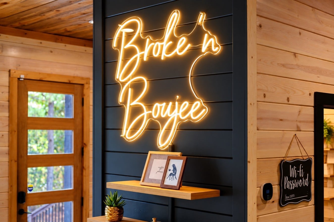 Neon sign, coffee bar, and a warm welcome as soon as you walk through the door.