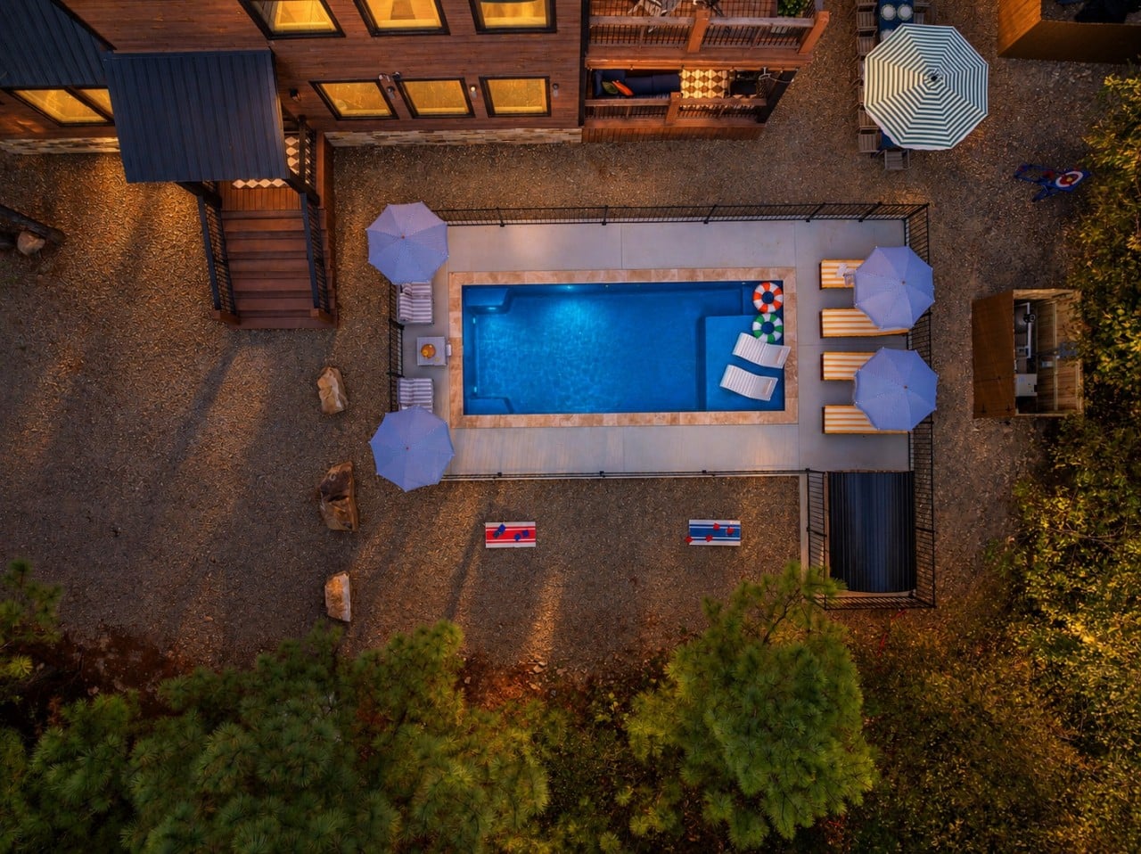 Dive into a sparkling private pool surrounded by nothing but fresh mountain air.