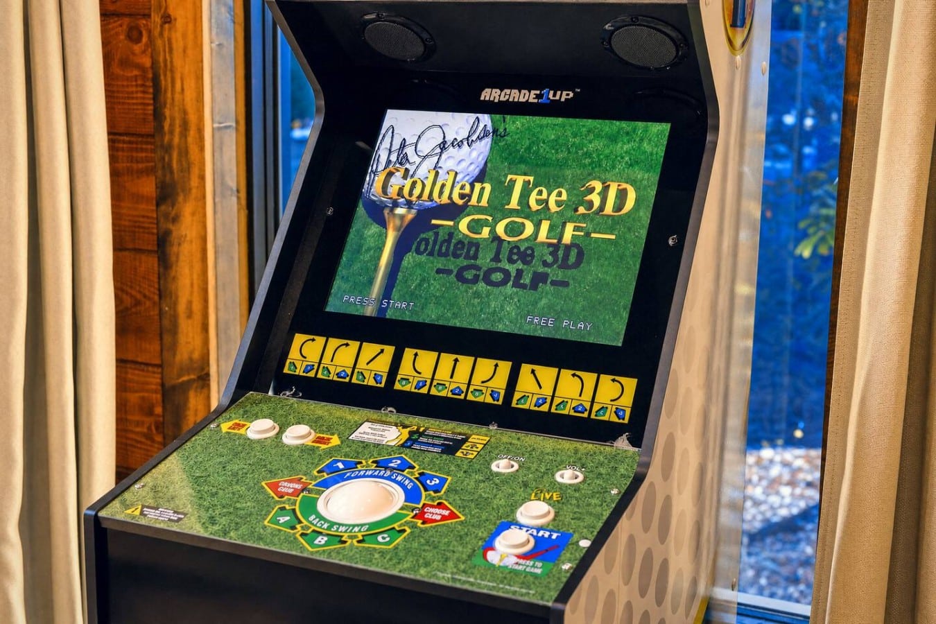 Unlimited Golden Tee on free play — the arcade competition never has to stop.