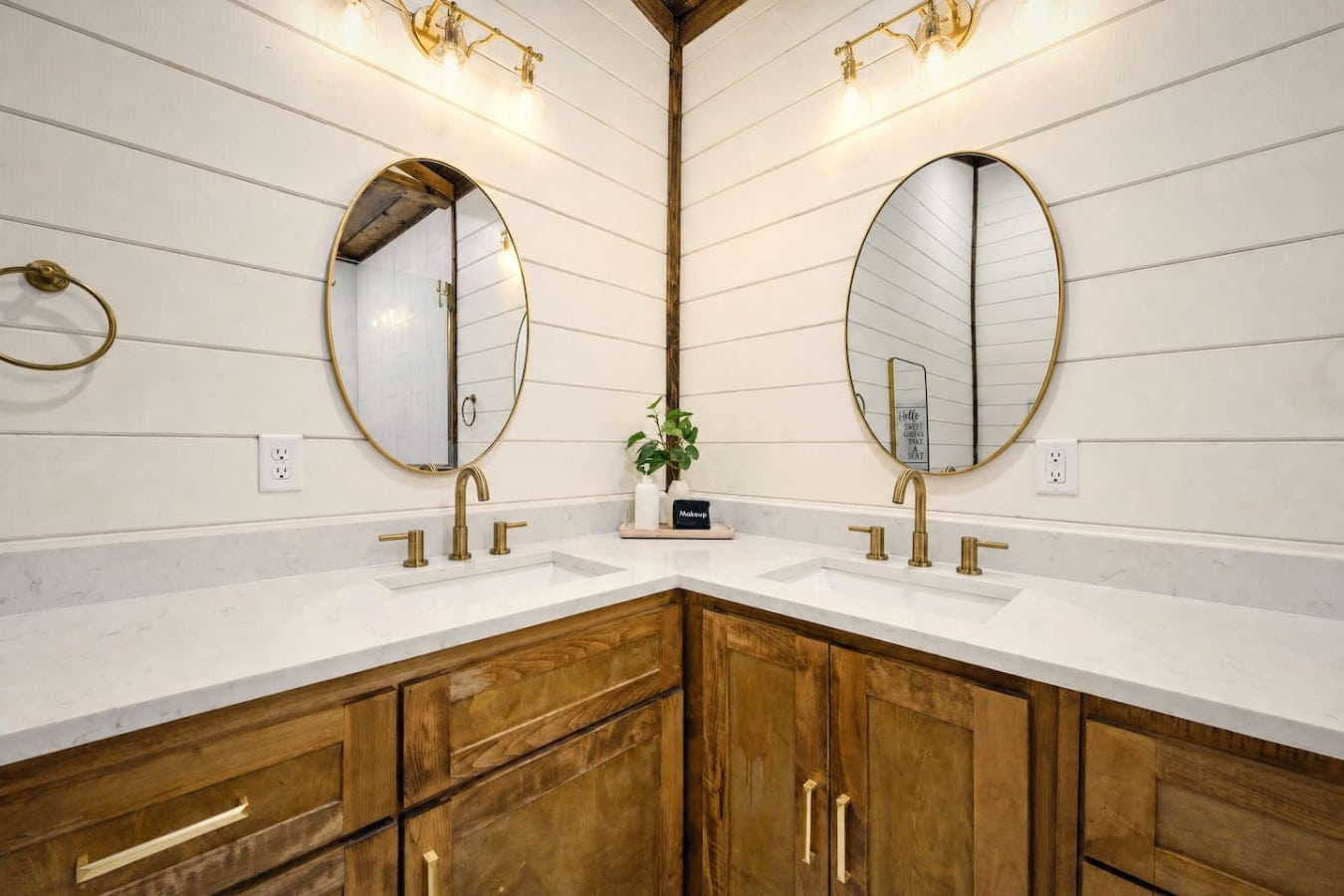 Get ready in style at a double vanity that makes every morning feel like a spa day.