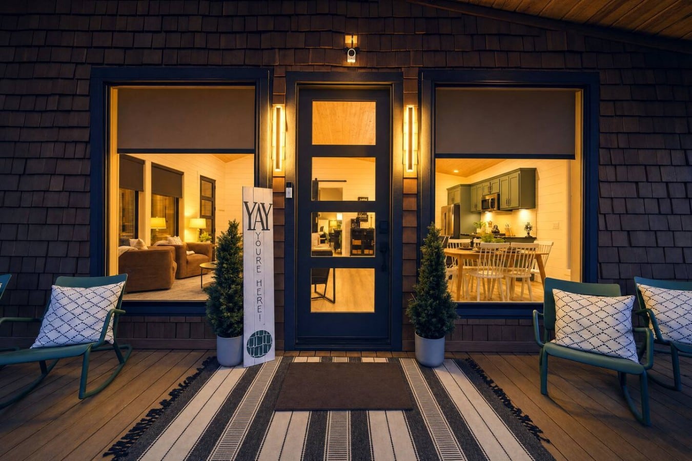The 'Yay You're Here' sign says it all—this cabin was made to feel like a warm welcome home.
