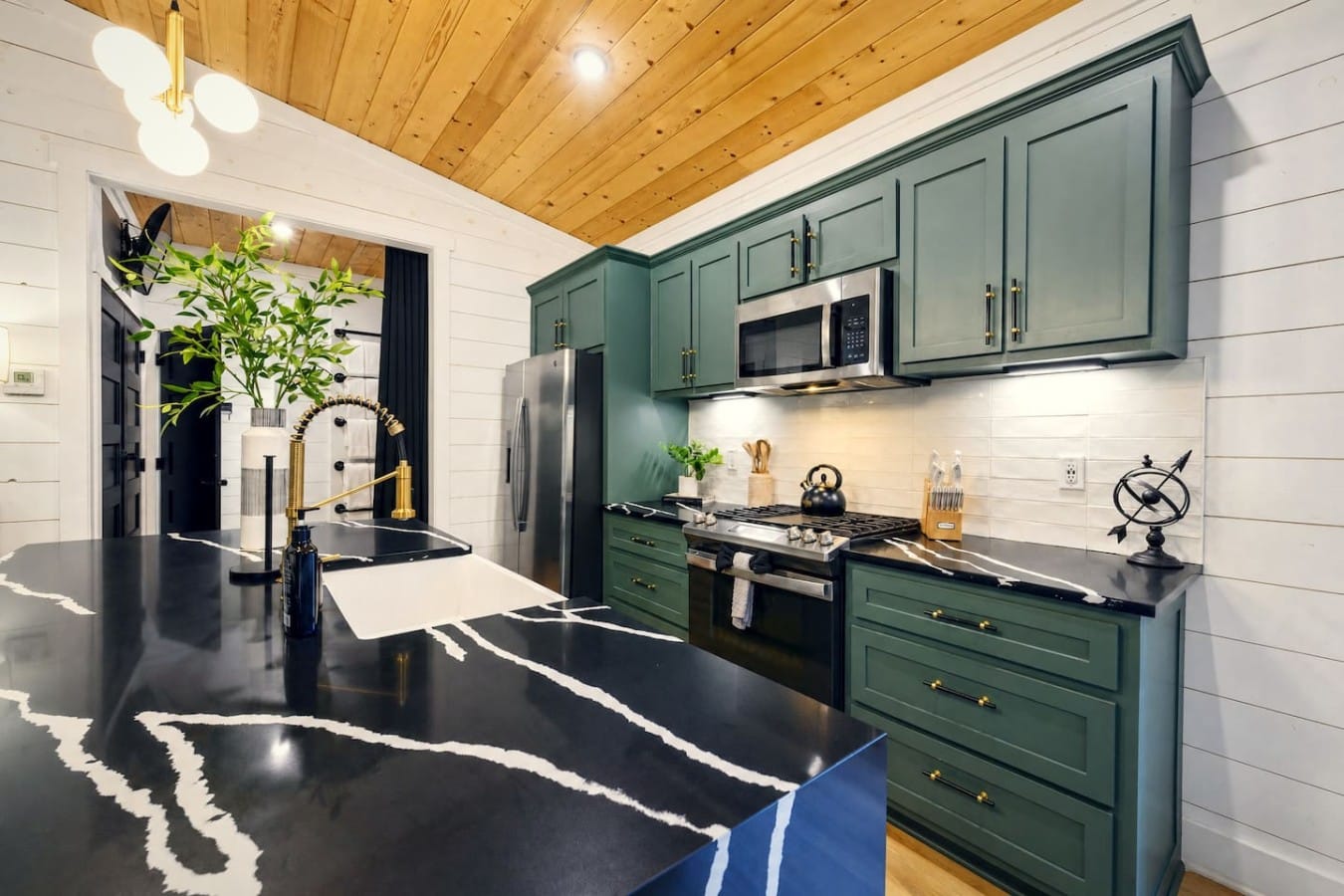 A chef-worthy kitchen with pro appliances makes cooking feel like part of the vacation.